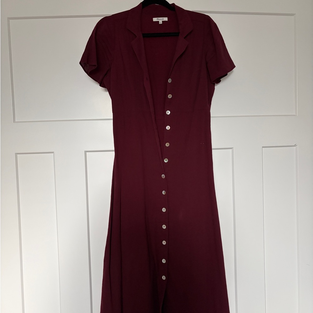 Madewell 100% cotton Button-Front Burgundy Women’s Dress